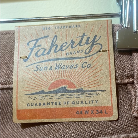 Men’s New Faherty Stretch Terry Jeans Mesa Red 5 Pocket Slim Pants - Picture 7 of 10